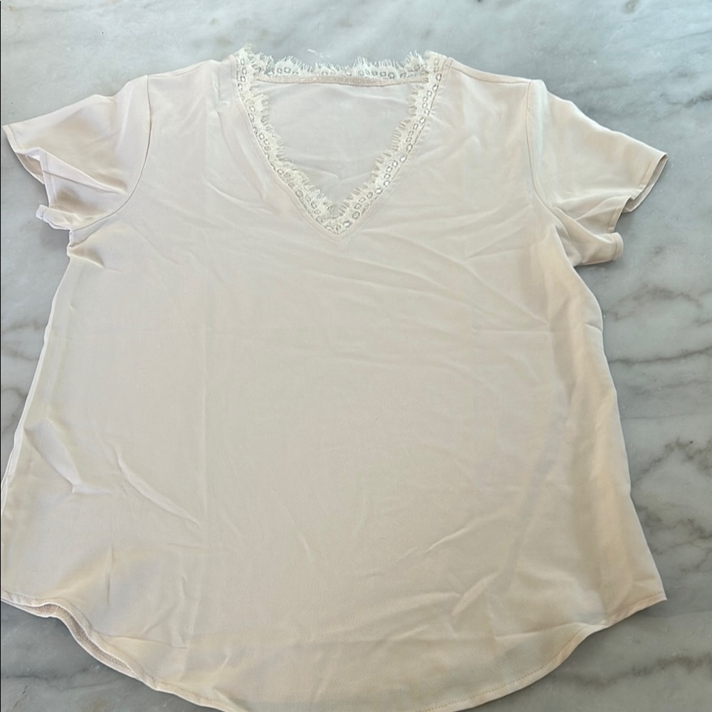 Cream Ruffled Relaxed Blouse